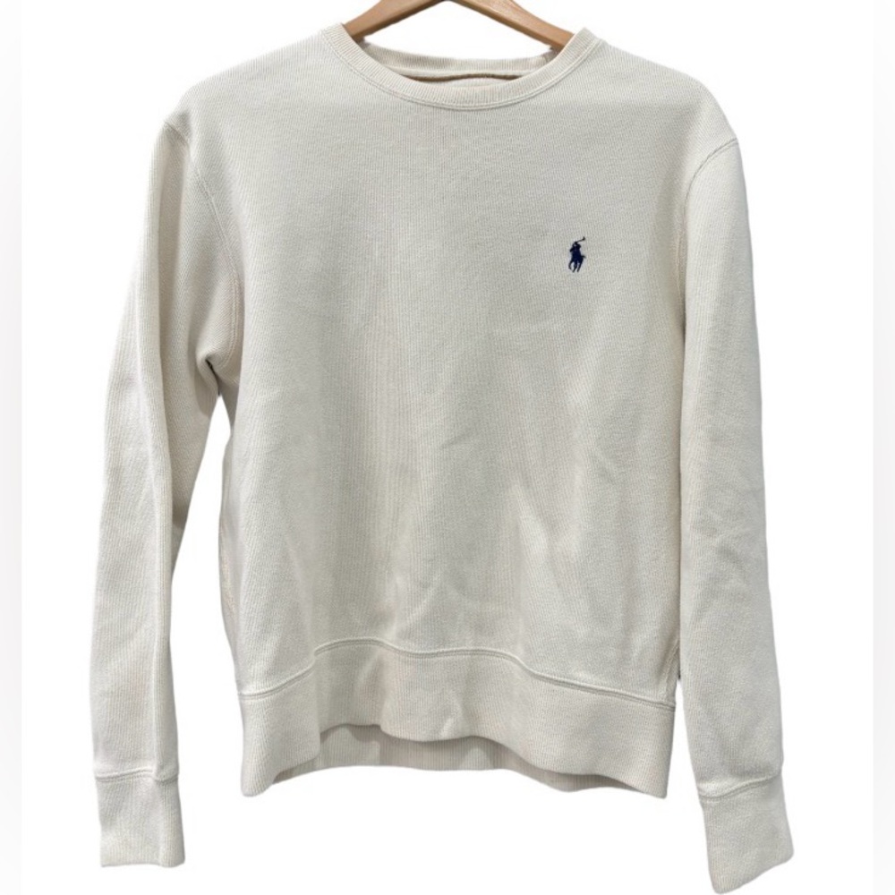 Ribbed Polo Ralph Lauren Off-white/cream Sweater Crewneck Size Small